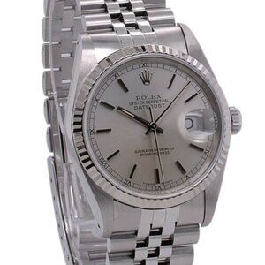 Rolex Datejust Ladies Watch 18k White Gold & SS Silver Index Jubilee 68274 31mm